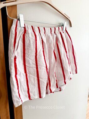 Bronze Snake White and Red Striped 100% Cotton Shorts (S)